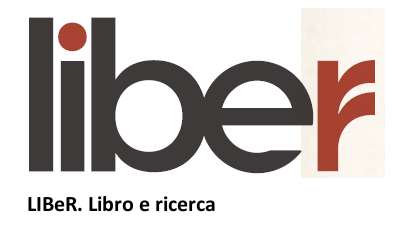 Parola "liber" in minuscolo grassetto, con la "r" finale rossa e le altre lettere nere. Sotto: "LIBeR. Libro e ricerca." in nero.